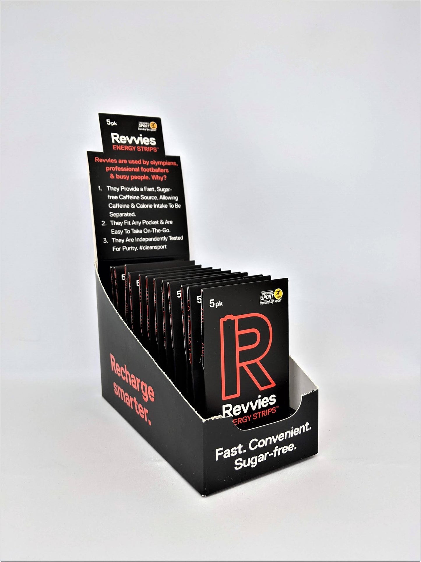 Revvies Energy Strips | 40mg Caffeine | 12 x 5 Pack | Convenient, Sugar-Free Boost