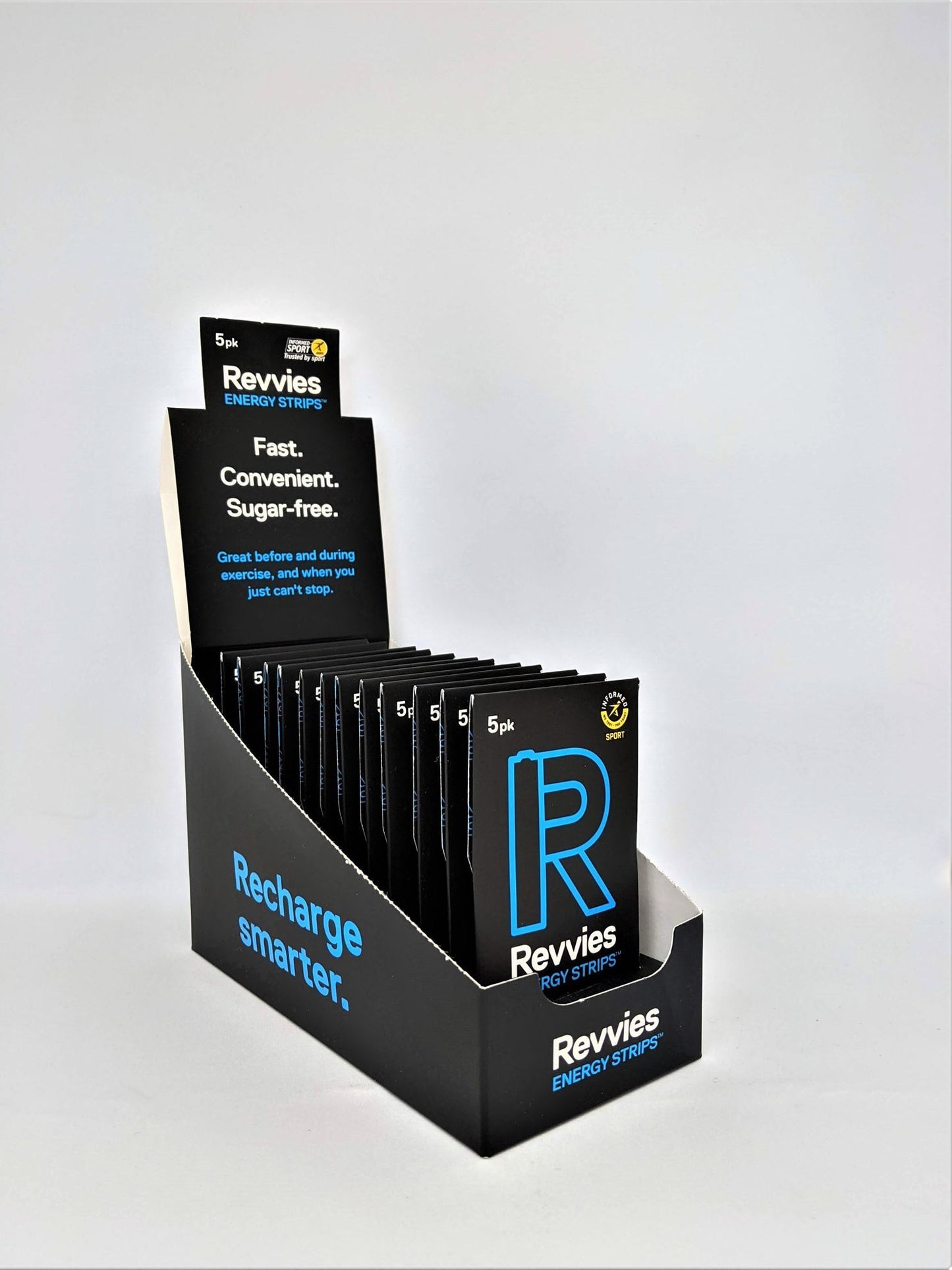 Revvies Energy Strips | 40mg Caffeine | 12 x 5 Pack | Convenient, Sugar-Free Boost