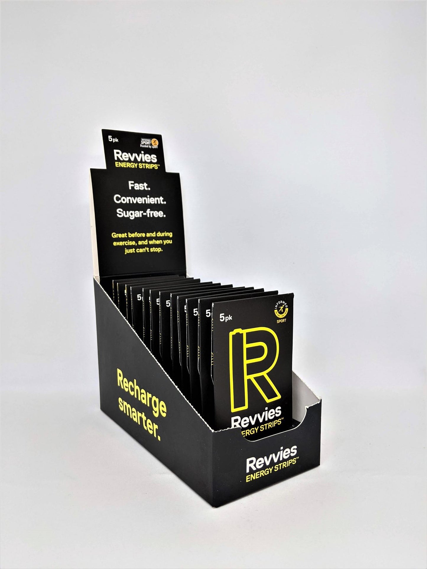 Revvies Energy Strips | 40mg Caffeine | 12 x 5 Pack | Convenient, Sugar-Free Boost