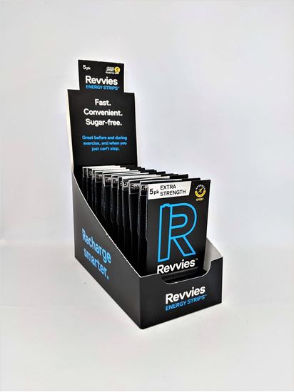 Revvies Extra Strength Energy Strips | 100mg Caffeine | 12 x 5 Pack | Sugar-Free, Fast Boost
