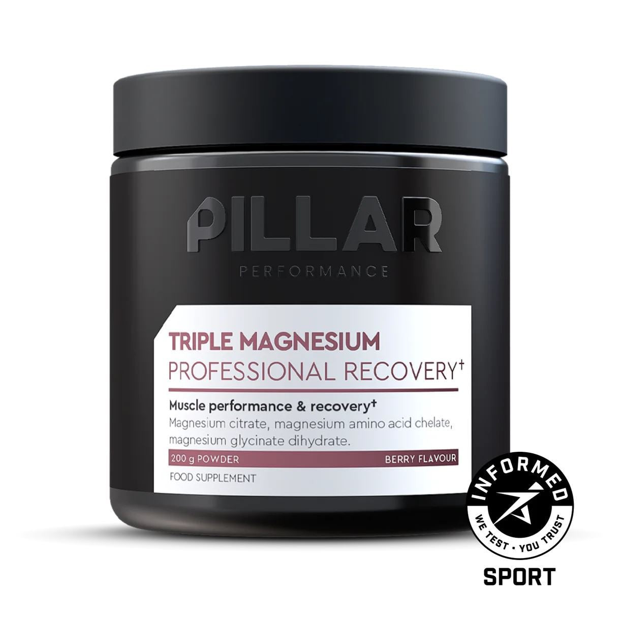 PILLAR Performance: TRIPLE MAGNESIUM (200g Powder / 50 serves) Glass J ...