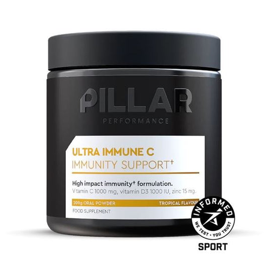 PILLAR Performance: ULTRA IMMUNE C - Tropical (200g Powder / 40 serves) Glass Jar