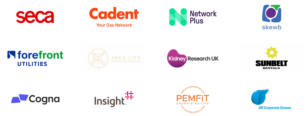 Collection of various company logos on a white background