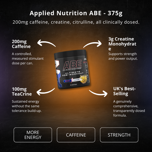 Applied Nutrition ABE - 375g | Ultimate Pre-Workout Powder (30 Servings) - PEAK4 infographic 2 of 4