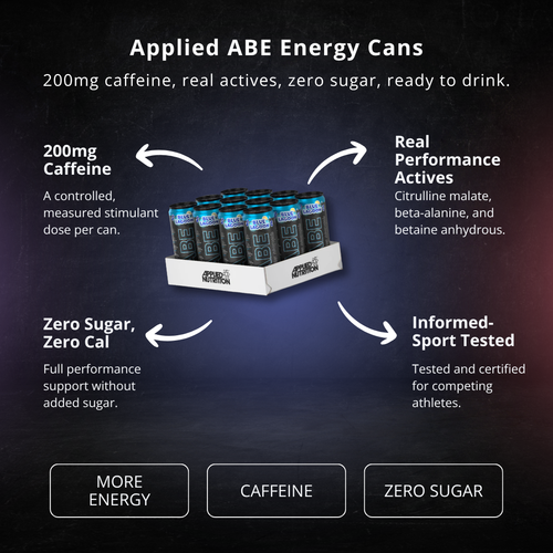 Applied Nutrition: ABE ENERGY + PERFORMANCE CANS (12 x 330ml PACK) - PEAK4 infographic 2 of 4