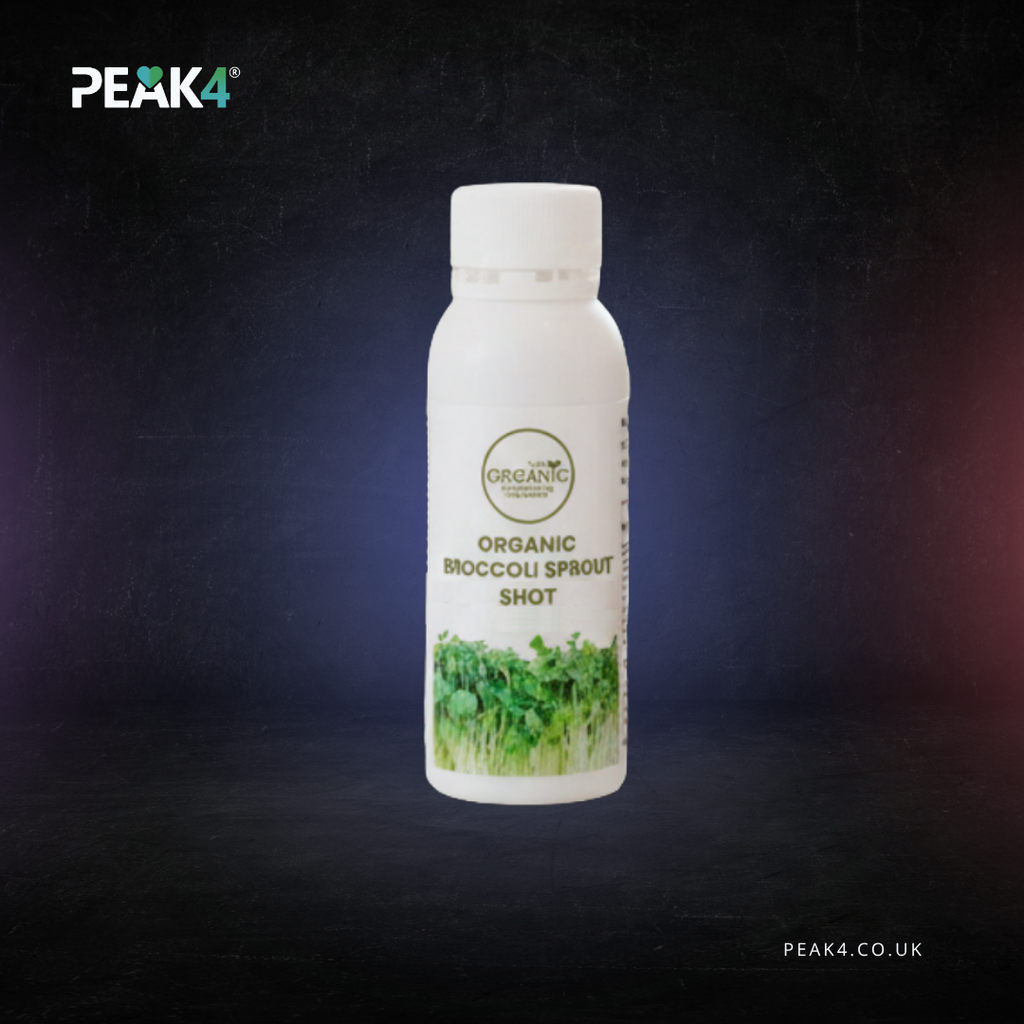Organic Superfoods Company Broccoli Sprout Juice Shots 28 x 40ml - PEAK4 infographic 1 of 4