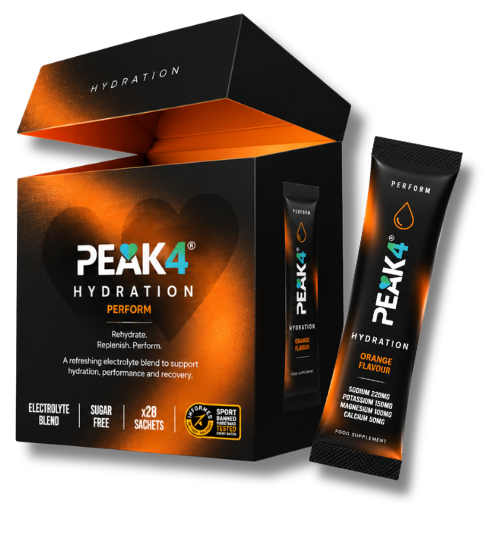 PEAK4 Hydration electrolyte sachets, mock-up